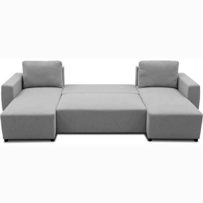 PHARELL 5/6-zits panoramische converteerbare hoekbank - Muisstof - Opbergdoos - L297 x D155 x H71/85 cm