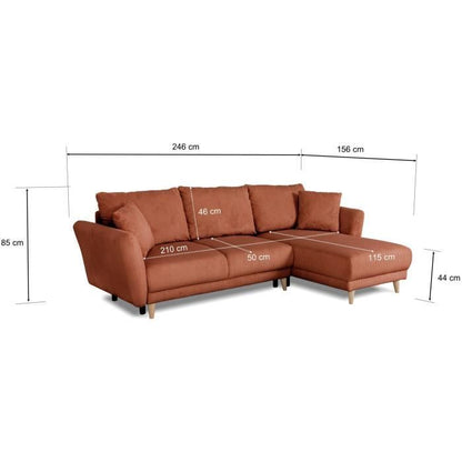 CLAUDIUS Reversible hoekbank - 3/4 zitplaatsen  - Lincoln Terracotta stof - Opbergruimte - 244 x 158 x 86 cm