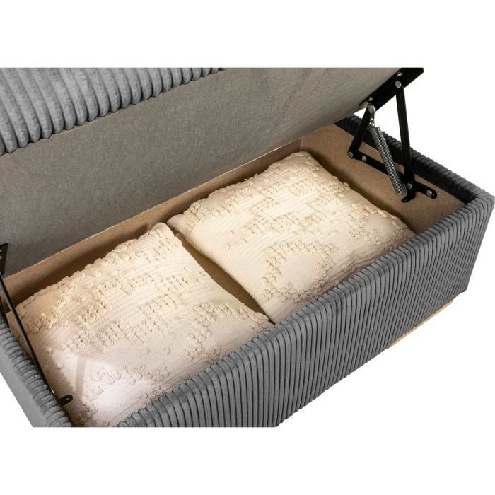 DAYTONA Omkeerbare hoekbank - 5 zitplaatsen - Stof Lincoln Antraciet - Opbergruimte - 260 x 216 x 94 cm