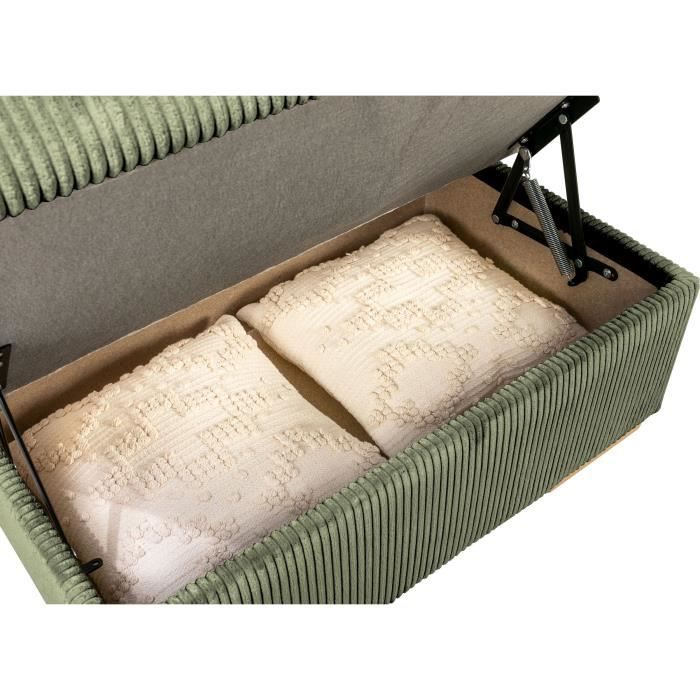 DAYTONA Omkeerbare hoekbank - 5 zitplaatsen  - Khaki fluweel - Opbergbox - L260 x H94 x D216 cm