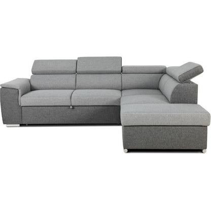 DAYTONA Reversible hoekbank - 5 plaatsen - Grijze en antraciet stof - 260 x 77 / 94 x 216 cm