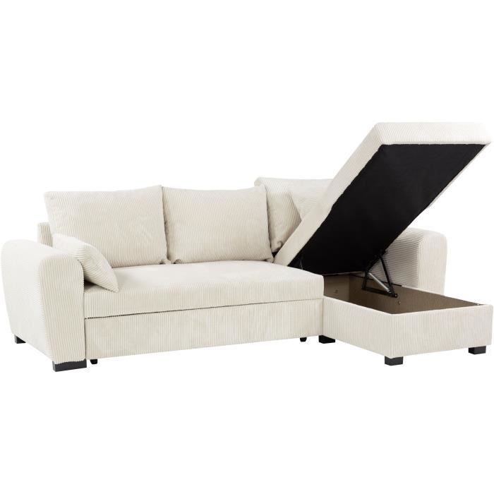 MAX Omkeerbare hoekbank - 3 zitplaatsen - Stof Lincoln Beige - Opbergruimte - 240 x 143 x 85 cm
