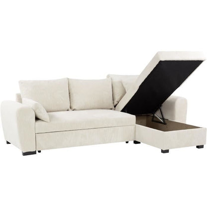 MAX Omkeerbare hoekbank - 3 zitplaatsen - Stof Lincoln Beige - Opbergruimte - 240 x 143 x 85 cm