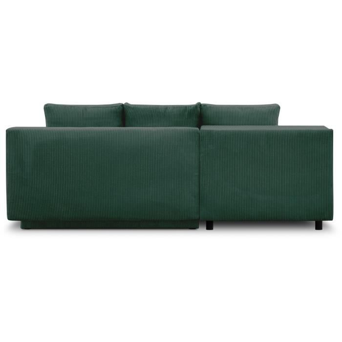 MIKA hoekbank links  3-zits - Donkergroene corduroy stof - Opbergvak - 192 x 84 x 93 cm