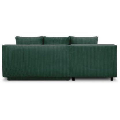 MIKA hoekbank links  3-zits - Donkergroene corduroy stof - Opbergvak - 192 x 84 x 93 cm