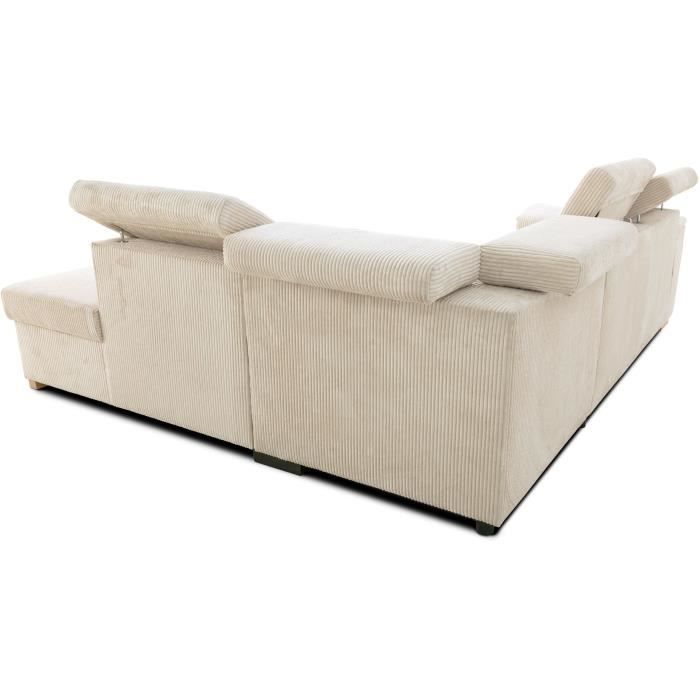 DAYTONA 5-zits omkeerbare converteerbare hoekbank - Beige ribfluweel - Opbergdoos - L 260 x H 94 x D 216 cm