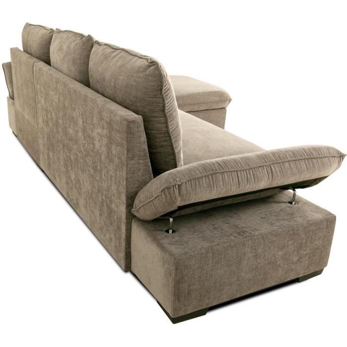 CANDY omkeerbare hoekbank - 4 zitplaatsen  - Beige stof - Opbergruimte - 297 x 148 x 85 cm - CASAPY