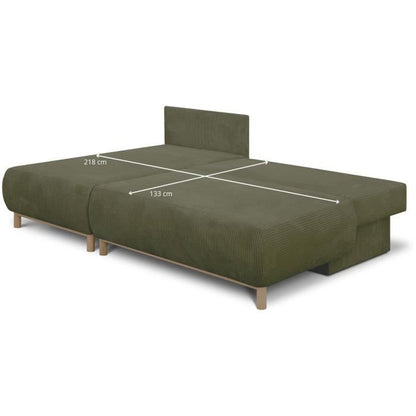 MIKA Hoekbank links - 3zits  - Kakigroene corduroy stof - Opbergvak - 192 x 84 x 93 cm