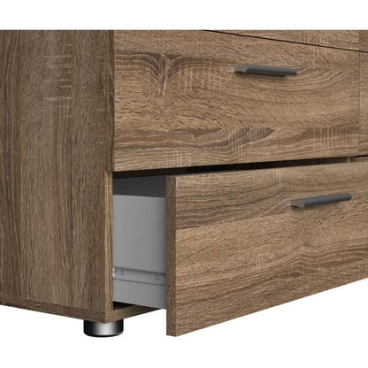 TYHJA ladekast met 8 lades - Chene Truffel - B 140 x D 40 x H 82 cm