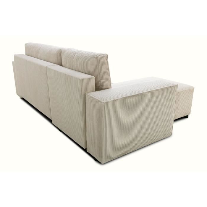 JOSH omkeerbare hoekbank - 4 zitplaatsen - Parel corduroy stof - Opbergruimte - 242 x 155 x 86 cm