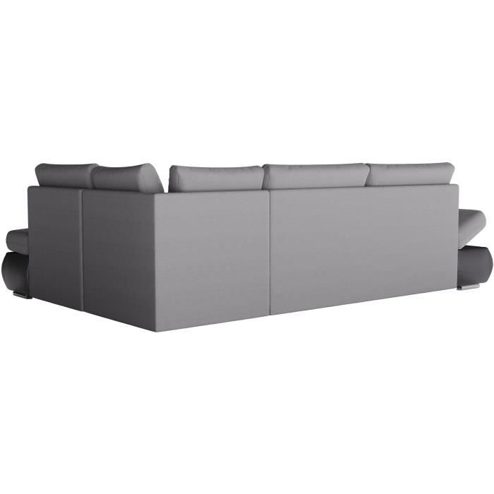 SEVARA 4-zits omkeerbare hoekbank - PU en grijze stof - Opbergdoos - L267 x D200 x H90 cm