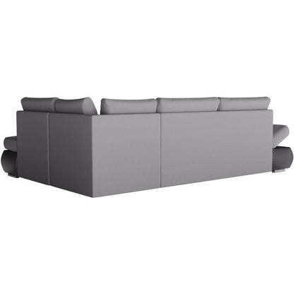 SEVARA 4-zits omkeerbare hoekbank - PU en grijze stof - Opbergdoos - L267 x D200 x H90 cm