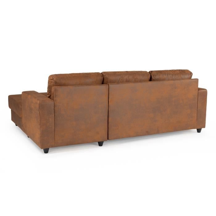 PAUL 4-zits hoekbank - Vintage bruine stof - Hedendaags - L 215 x D 140 cm
