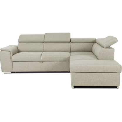 DAYTONA Reversible hoekbank met commode - 5 plaatsen - Beige stof - 260 x 77 / 94 x 216 cm