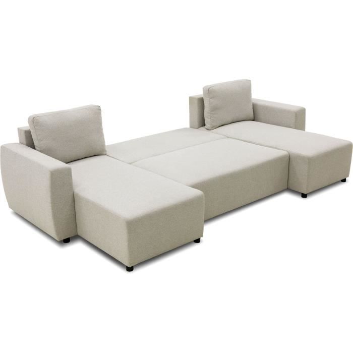 PHARELL 5/6-zits panoramische converteerbare hoekbank - Beige stof - Opbergdoos - L297 x D155 x H71/85 cm