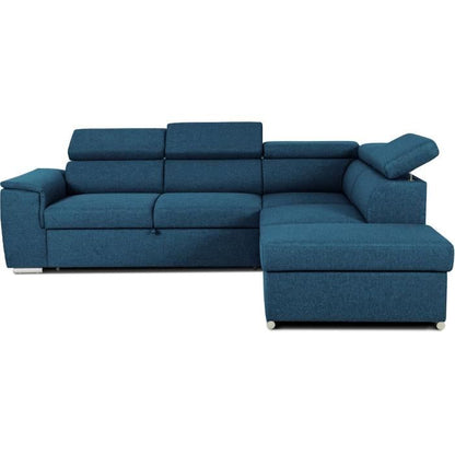 DAYTONA Reversible hoekbank met commode - 5 plaatsen  - Blauwe stof - 260 x 94 x 216 cm