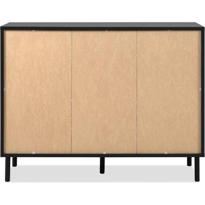 Dressoir - MONZA 01B - Zwart / Artisan eiken - 2 deuren - 4 laden - 118 x 90 x 40 cm