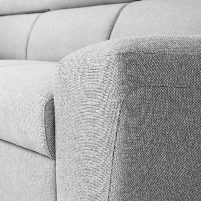 KASIMIR Reversible hoekbank met ladekast - 5 plaatsen - Grijze stof - 258 x 79/98 x 219 cm