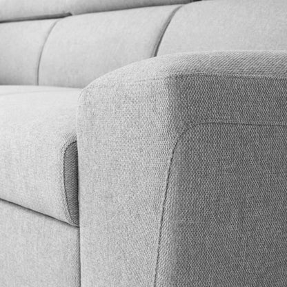 KASIMIR Reversible hoekbank met ladekast - 5 plaatsen - Grijze stof - 258 x 79/98 x 219 cm