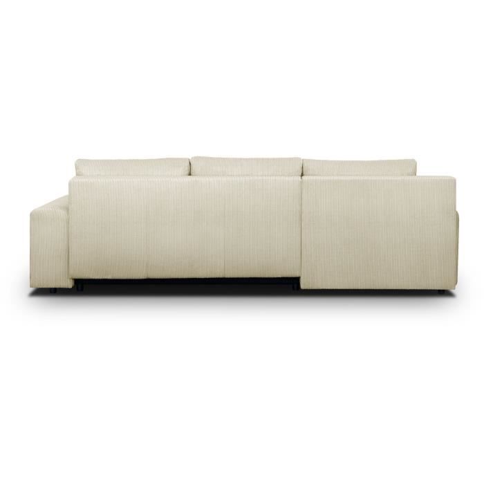 INDIAN 5-zits hoekbank - Beige ribfluweel stof - Opbergvak - 289 x 94/188 x 88 cm