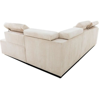 KELIO Omkeerbare hoekbank - 4 plaatsen - Beige ribfluweel stof - 245 x 184 x 87cm