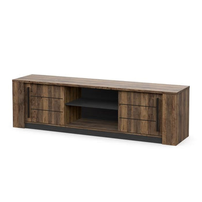 MONACO TV-meubel - 2 schuifdeuren + 3 planken - Eiken en zwart houtdecor - L184,5 x D42,3 x H51,8 cm - DEMEYERE