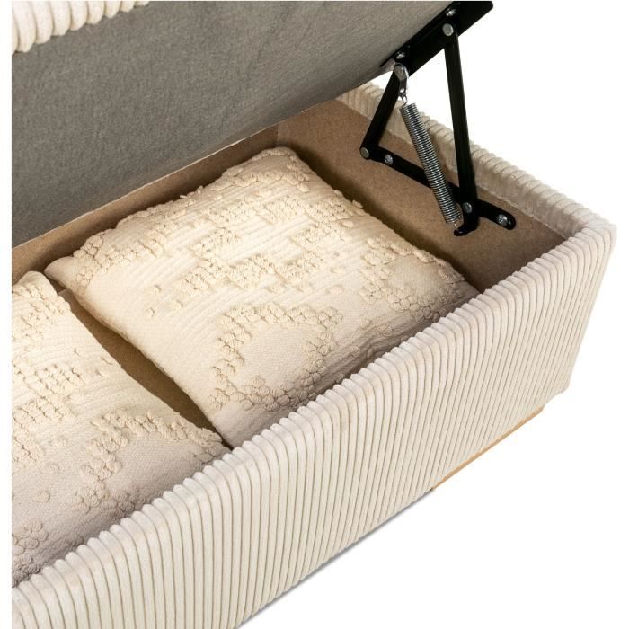 DAYTONA 5-zits omkeerbare converteerbare hoekbank - Beige ribfluweel - Opbergdoos - L 260 x H 94 x D 216 cm