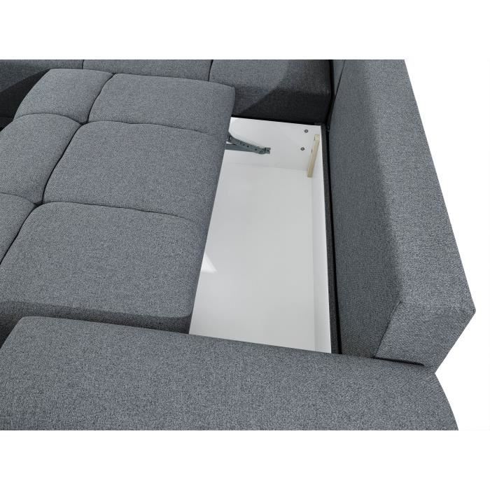CABELLO converteerbare hoekbank in grijze stof - LOUNGITUDE - Rechte hoek - Occasioneel - 140 x 210 cm
