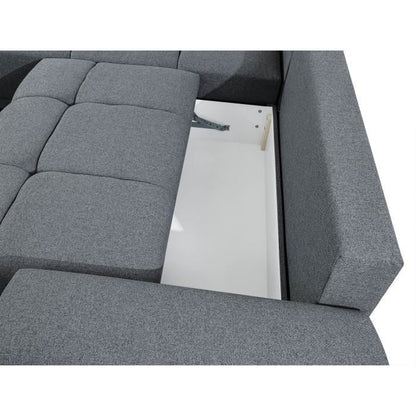CABELLO converteerbare hoekbank in grijze stof - LOUNGITUDE - Rechte hoek - Occasioneel - 140 x 210 cm