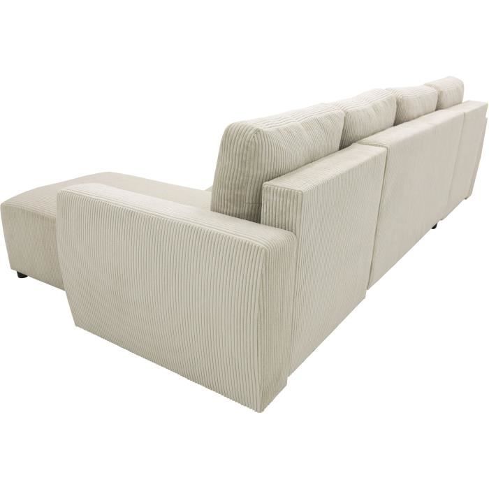 PHARELL 5/6-zits panoramische converteerbare hoekbank - Parel corduroy stof - Opbergdoos - L297 x D155 x H71/85