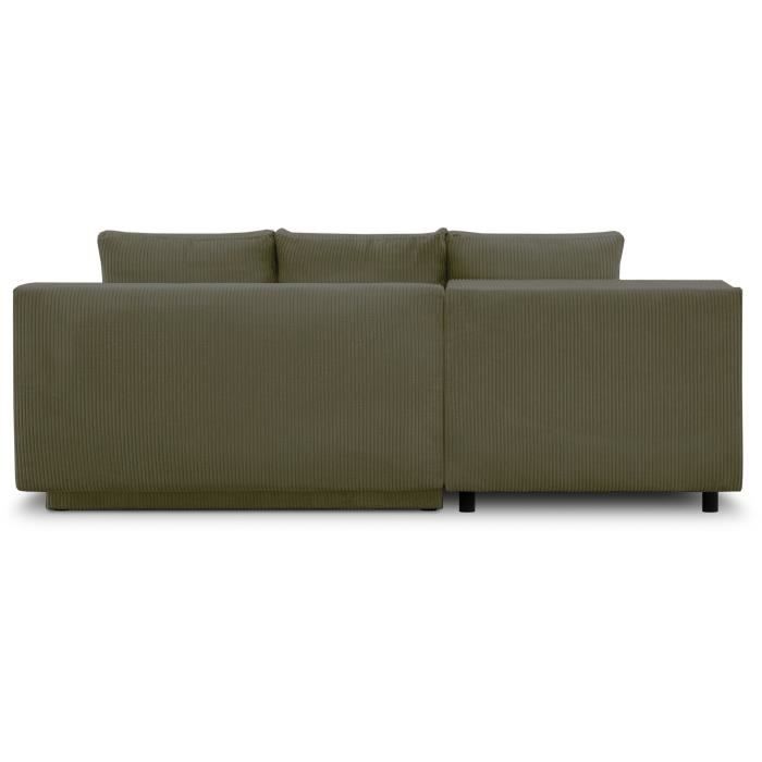 MIKA Hoekbank links - 3zits  - Kakigroene corduroy stof - Opbergvak - 192 x 84 x 93 cm