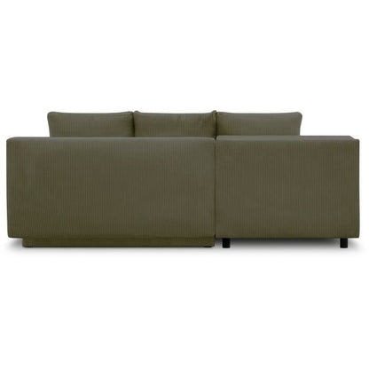 MIKA Hoekbank links - 3zits  - Kakigroene corduroy stof - Opbergvak - 192 x 84 x 93 cm