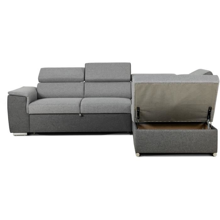 DAYTONA Reversible hoekbank - 5 plaatsen - Grijze en antraciet stof - 260 x 77 / 94 x 216 cm