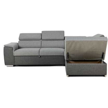 DAYTONA Reversible hoekbank - 5 plaatsen - Grijze en antraciet stof - 260 x 77 / 94 x 216 cm