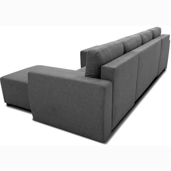 PHARELL 5/6-zits panoramische hoekbank - Antraciet stof - Opbergdoos - L297 x D155 x H71/85 cm