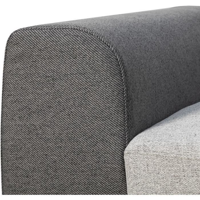 KELIO Reversible hoekbank - 4/5 plaatsen - Antraciet/grijze stof - 3 hoofdsteunen - 245 x 184 x 77/87 cm
