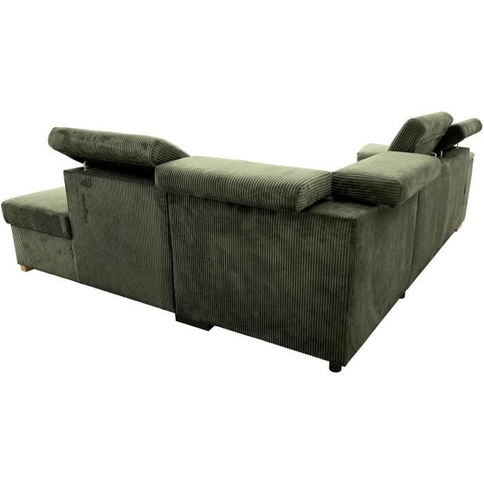 DAYTONA Omkeerbare hoekbank - 5 zitplaatsen  - Khaki fluweel - Opbergbox - L260 x H94 x D216 cm