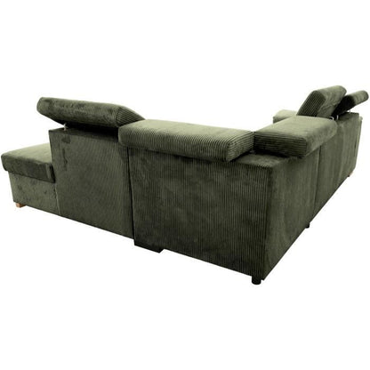 DAYTONA Omkeerbare hoekbank - 5 zitplaatsen  - Khaki fluweel - Opbergbox - L260 x H94 x D216 cm