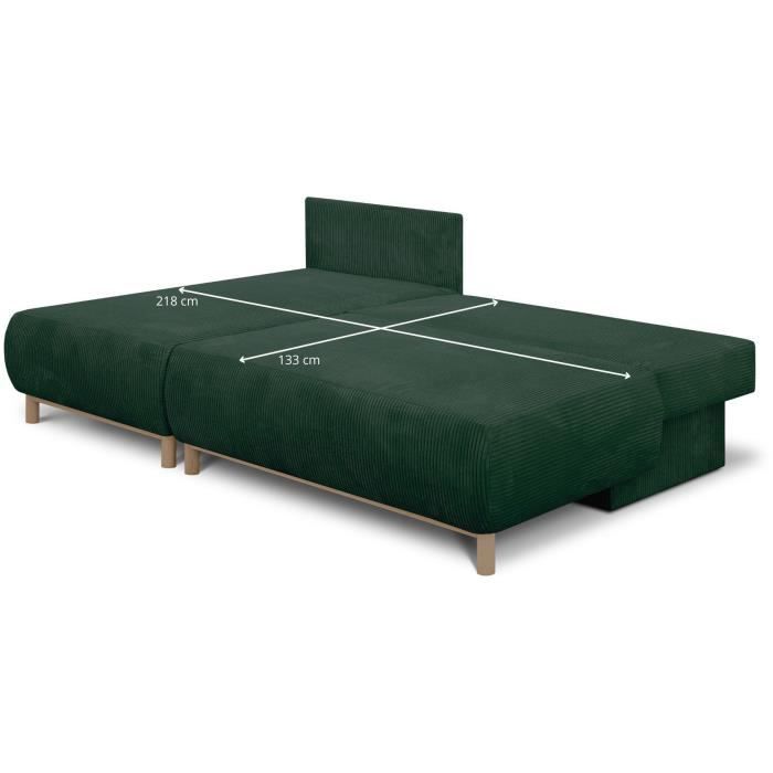 MIKA hoekbank links  3-zits - Donkergroene corduroy stof - Opbergvak - 192 x 84 x 93 cm