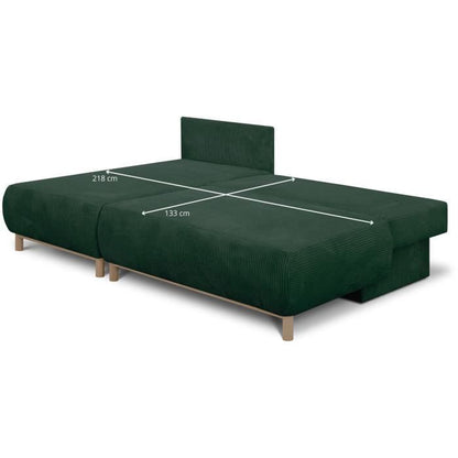 MIKA hoekbank links  3-zits - Donkergroene corduroy stof - Opbergvak - 192 x 84 x 93 cm