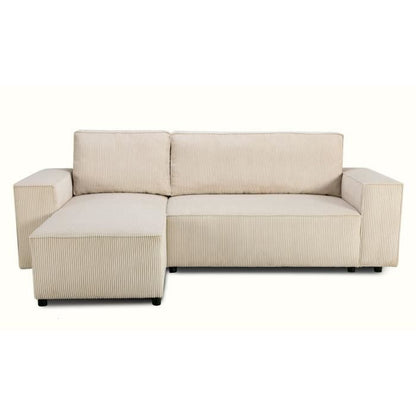 JOSH omkeerbare hoekbank - 4 zitplaatsen - Parel corduroy stof - Opbergruimte - 242 x 155 x 86 cm