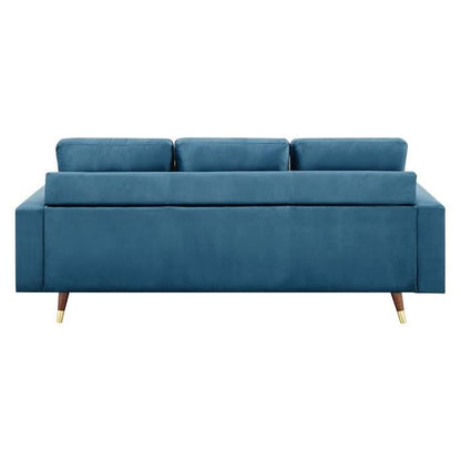New York Omkeerbare vaste hoekbank - 3 plaatsen - blauwe stof - hout en gouden voeten - l 194 x d 139 x H 83