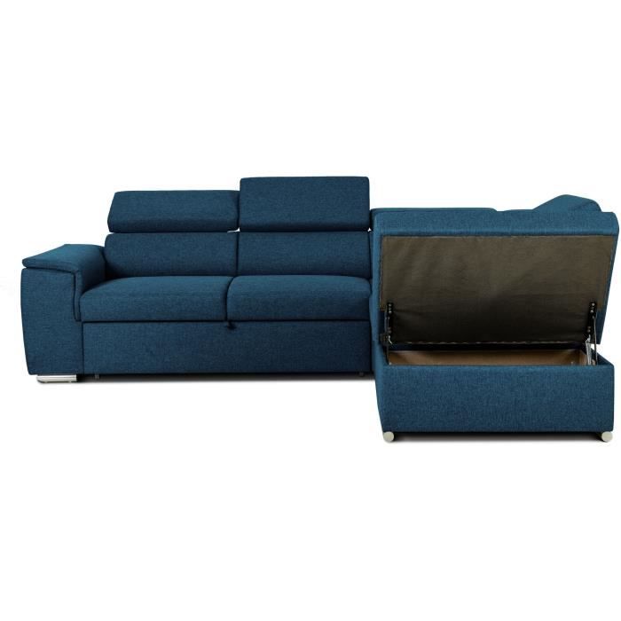 DAYTONA Reversible hoekbank met commode - 5 plaatsen  - Blauwe stof - 260 x 94 x 216 cm