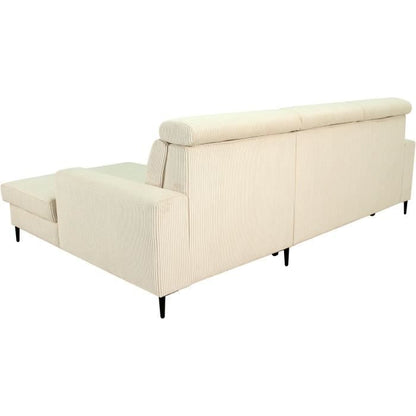 NIZZA Hoekbank met 4 zitplaatsen  - Beige ribfluweel - Opbergruimte - 250 x 166 x 92/104 cm