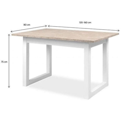 Houston uitschuifbare eettafel - 160-200 x 75 x 90 cm - Blad met travertijneffect - 1 verlengstuk inbegrepen - 10 personen