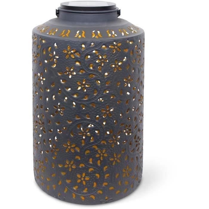 Lantaarn op zonne-energie - GARDEN ID Dubai - 25 x 41 cm - Autonomie 6-8 uur - Schakelaar - Robuust handvat - oplaadbare batterij.