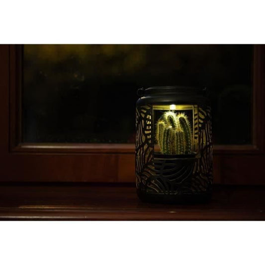 Zonnelantaarn - GARDEN ID Bloemlamp - 12 x 19 cm Pot 6,5 x 6 cm - 8 uur verlichting - AAA batterij - Opengewerkt ontwerp.