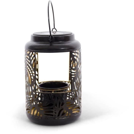 Zonnelantaarn - GARDEN ID Bloemlamp - 12 x 19 cm Pot 6,5 x 6 cm - 8 uur verlichting - AAA batterij - Opengewerkt ontwerp.