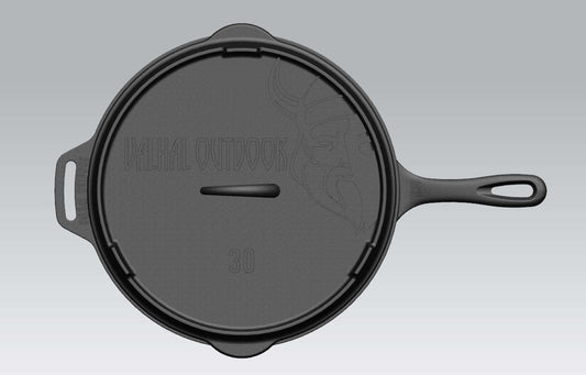 Koekenpan Gietijzer Deksel Ø 30 cm met Grillpatroon
