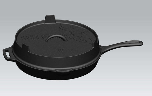 Koekenpan Gietijzer Deksel Ø 30 cm met Grillpatroon
